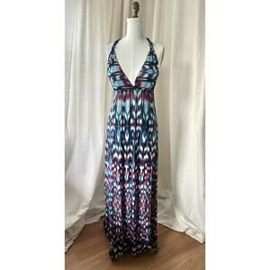 Multicolor Halter Maxi Dress